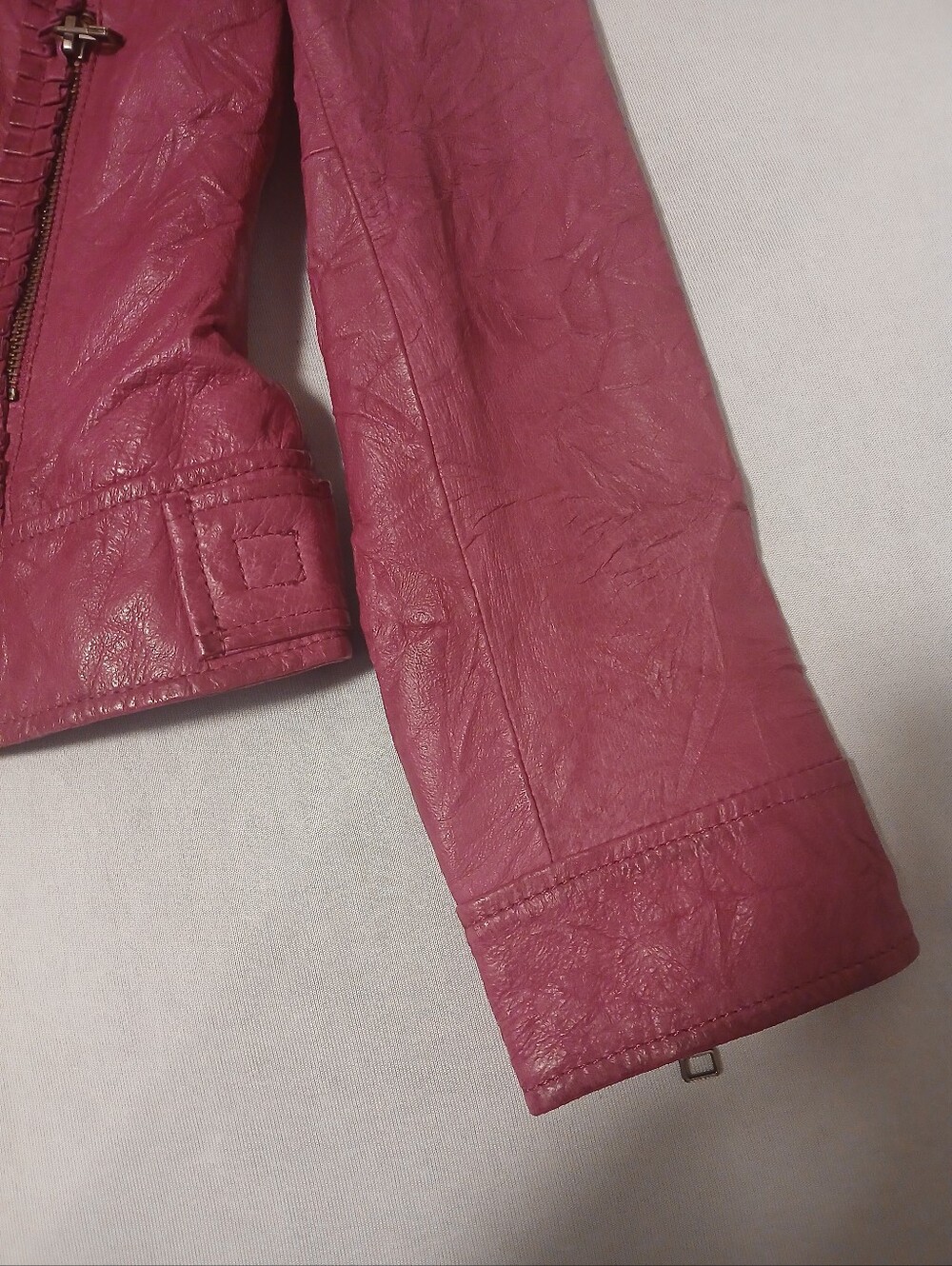 Danier Women's Genuine Leather Pink Moto Biker Jacket Small S Y2K Fitted - Picture 4 of 11